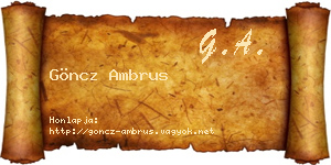 Göncz Ambrus névjegykártya
